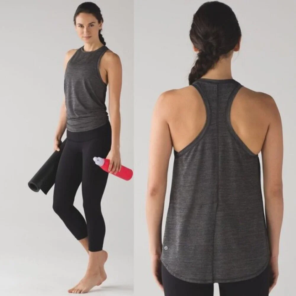 Lululemon Hot Like Agni Singlet In Heathered Black Size 4